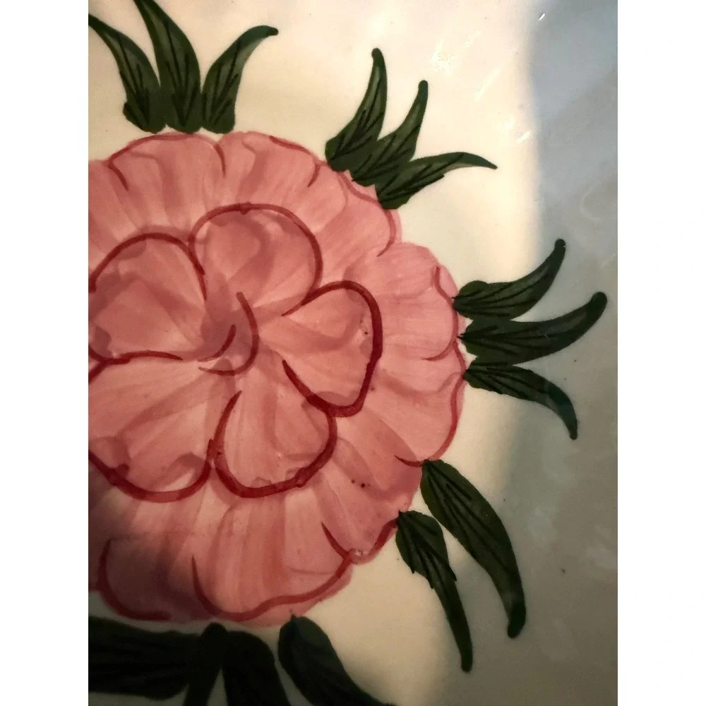 Blue Ridge Southern Potteries Hand Painted Peony Flower‎ Scalloped Bowl